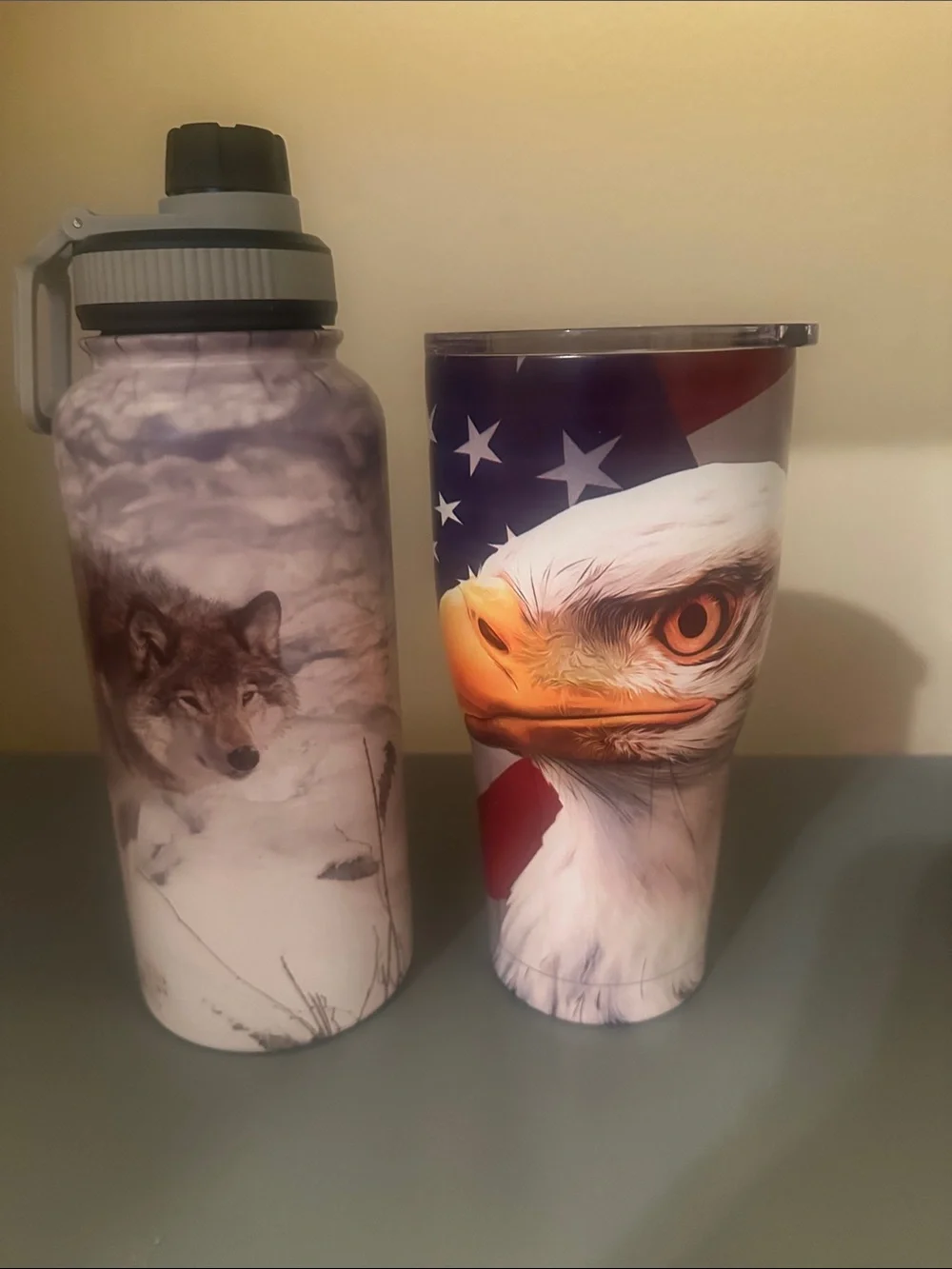 Set of insulated tumbler and water bottle both stainless steel